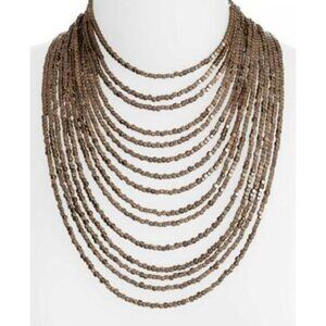 Karine Sultan Joan Beaded Multi-strand 15-layer square beaded Necklace in Brown